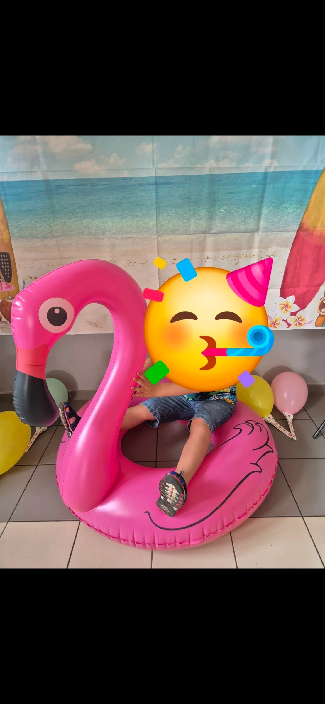 Flamant rose gonflable